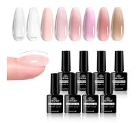 EBANKU 8 Colores Kit Gel Constructor Uñas, 8 EN 1 Nude Pink Builder Gel UñAs, Pintauñas Semipermanentes, Base Rubber, Reparación para Extensión de Uñas para Principiante y Profesionale