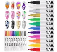 EBANKU Juego de 12 bolígrafos de uñas 3D de 0.7 mm, bolígrafos de esmalte de uñas de graffiti, delineador de dibujo, pincel de pintura para el hogar, salón de belleza rápido