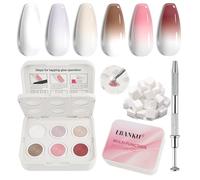 EBANKU Ombre Gel Pat Painting, 6 Colores Esmaltes Semipermanentes para Uñas de Gel UV LED Uñas Francesas Efecto Degradado Blush con 100 Esponjas y Pinza para Manicura, Paleta A