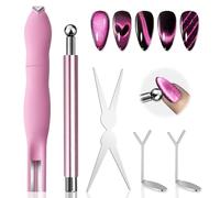 EBANKU Set de 5 Palos Imán Magnético Stick, Diseño de Corazón French Nail Magnet Tool Fuerte, Efecto de Ojo de Gato DIY Nail Art Herramientas para Uñas Gato Esmalte Esmalte UV Gel