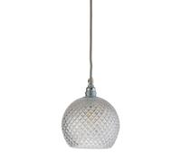 EBB & FLOW Lámpara de techo Rowan Chrystal Ø15.5 cm Pequeño cuadro con cordón de plata