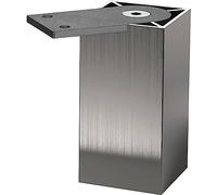 EBB Pata para Muebles Capri 50 x 50 mm, Altura 100 mm, Base de 10 mm, Altura Regulable, Efecto Aluminio y Acero Inoxidable