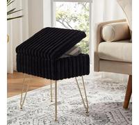 Ebenchico Taburete de tocador de maquillaje con almacenamiento, color negro, taburete de piel sintética suave, taburete otomano de almacenamiento para sofá, entrada, sala de estar, dormitorio,
