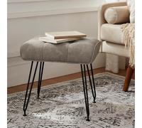 EBENCHICO Taburetes de tocador de piel sintética, sillas de tocador para maquillaje, taburetes de piel sintética otomana con patas de metal, sillas de maquillaje para tocador, asiento pequeño para