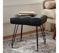 EBENCHICO Taburetes de tocador de piel sintética, sillas de tocador para maquillaje, taburetes de piel sintética otomana con patas de metal, sillas de maquillaje para tocador, asiento pequeño para