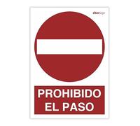 EBER SIGN - Señal de Prohibición "Prohibido el Paso" A4 | Cartel de Seguridad en PVC 0,7 mm | Pictograma en Rojo sobre Fondo Blanco + Texto en Letras Blancas | Señalización de Acceso Restringido