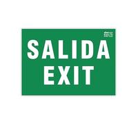 EBER SIGN - Señal Homologada Luminiscente de EXIT Clase A PVC 1 mm | Medidas 320 x 160 mm | ISO 7010 y UNE 23034:2023 | Fondo Verde con Texto | Evacuación y Salida de Emergencia