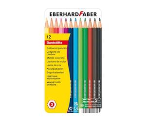 Eberhard Faber 514813 - Set de 12 lápices de color, lápices de color hexagonales en estuche metálico
