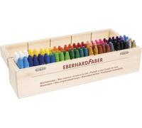 EBERHARD FABER 524020 - Crayón de Cera Colori, 100 crayones de Cera en Caja de Madera, crayones irrompibles en Forma Triangular, Resistentes al Agua