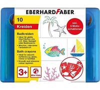 Eberhard Faber 524110 - Set de tizas de baño, 10 ceras de baño y 5 plantillas, lavables sin dejar residuos