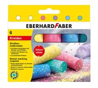 Eberhard Faber 526504 - Tiza de carretera purpurina, 6 colores brillantes Tiza de carretera en caja de cartón