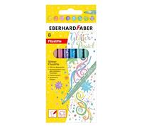 Eberhard Faber 551009 - Rotuladores con purpurina pastel, 8 lápices de colores con punta fina en estuche de cartón
