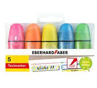 Eberhard Faber 551408 - Minijuego de rotuladores fluorescentes, purpurina neón, 5 rotuladores con punta en cuña
