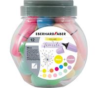 EBERHARD FABER 551431 - Minijuego de rotuladores fluorescentes, 12 rotuladores en caja de caramelos, con punta en cuña