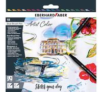 Eberhard Faber 558218 - Dual Brush Pen Artist Color, 18 rotuladores, punta gruesa y fina, acuarelables