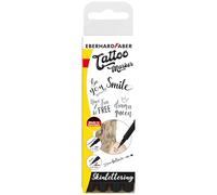 Eberhard Faber 559506 - Set de rotuladores para tatuajes Skinlettering, 4 rotuladores en estuche de plástico con 4 plantillas