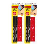 Eberhard Faber 559597 - Set de rotuladores para tatuajes, 2 rotuladores negros con 4 plantillas (Paquete de 2)