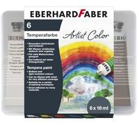 Eberhard Faber 575505 - Pinturas Escolares EFA Color Tempera en Caja de plástico con 6 Tubos de 18 ml Cada uno, se Pueden diluir y Mezclar, adecuadas para Muchas técnicas de Pintura