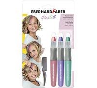Eberhard Faber 579202 - Tiza para el pelo para niños, 3 colores pastel, con peine, fácil de lavar