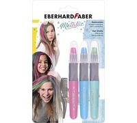 Eberhard Faber 579205 - Tiza de pelo para niños, 3 colores metalizados, con peine, fácil de lavar