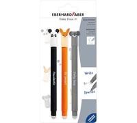 EBERHARD FABER 582123 - Bolígrafo roller borrable, 3 Animal Erase it Panda, zorro, koala, bolígrafo gel azul 0,7 mm