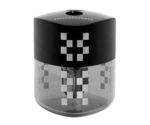 Eberhard Faber 585140 - Sacapuntas con caja triangular con contenedor de virutas con cerradura, sacapuntas doble antracita