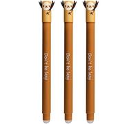 EBERHARD FABER 599018 - Tinteroller borrable perezoso, 3 Animal Erase it bolígrafos, bolígrafo de gel azul 0,7 mm