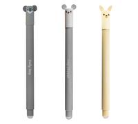 Eberhard Faber 599019 - Bolígrafo roller borrable, 3 bolígrafos Animal Erase it, llama, koala, ratón, bolígrafo gel azul 0,7 mm