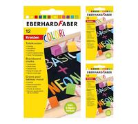 EBERHARD FABER 599031 - Tizas de Pizarra Colori, 36 tizas en 12 Colores básicos y neón