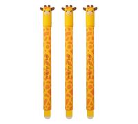 EBERHARD FABER 599037 - Bolígrafo roller borrable Jirafa, 3 bolígrafos Animal Erase it, bolígrafo gel azul 0,7 mm