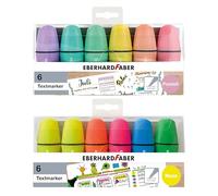 Eberhard Faber 599040 - Set de mini rotuladores fluorescentes, 12 rotuladores en colores neón y pastel con punta biselada