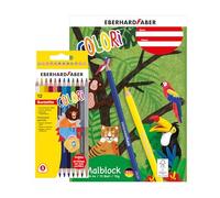 EBERHARD FABER 599044 - Set para colorear Colori con 12 lápices de colores y bloc de dibujo DIN A4, 75 hojas de papel de 70 g/m².