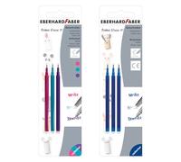 EBERHARD FABER 599051 - Recambios para bolígrafos de gel borrables, 6 recambios: 1 rosa, 1 lila, 1 azul cielo y 3 azules, para bolígrafos de tinta borrables