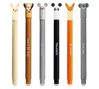 EBERHARD FABER 599053 - Bolígrafos de tinta gel borrables, 6 bolígrafos Animal Erase it con motivos de animales, bolígrafos de tinta gel azul 0,7 mm