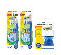 Eberhard Faber 599068 - Set de Pintura Winner con 8 Pinceles y Vaso de Agua Plegable, Set de Pinceles para la Escuela y Recipiente de Agua Plegable