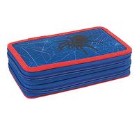 Eberhard Faber - Eberard Faber 577593 - Estuche portalápices con diseño de araña, Estuche con Cremallera y Amplio Compartimento Principal, Relleno de 24 Piezas, Color Azul/Rojo, 577593