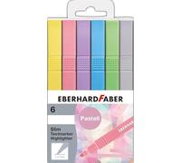 Eberhard Faber Subrayadores delgados en tonos pastel, caja de 6 bolígrafos de colores, marcado, documentos, libros, escuela, trabajo, universidad, oficina, suministros para profesores, estudiantes