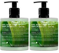 Ebers Aloe Vera Gel 100% Puro 500 Ml con dosificador - Excelente hidratante Rostro y Cuerpo, Aftersun, Depilación y Quemaduras. (Paquete de 2)