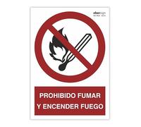 EberSign - Cartel Prohibido Fumar y Encender Fuego | Señal Prohibición ISO 7010 en PVC 0,7 mm de Grosor | Cartel Seguridad A3 Zonas de Riesgo, Interior y Exterior | Entornos Laborales e Industriales