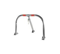 EberSign - Cepo para Plaza de Garaje Abatible | Bloqueo Aparcamiento con Cerradura y Llaves | Valla Manual Resistencia con Sistema Plegable y Anclaje al Suelo, Seguridad | Bloqueo Plateado Galvanizado