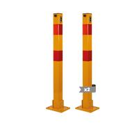 EBERSIGN - Pack 2 Cepo para Plaza Garaje Reflectante con Llave | Bolardo para Parking Acero Galvanizado Resistente | Barrera Parking de Fácil Instalación y Durable, 72,5 x 11 x 70 cm