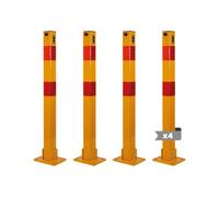 EBERSIGN - Pack 4 Cepo para Plaza Garaje Reflectante con Llave | Bolardo para Parking Acero Galvanizado Resistente | Barrera Parking de Fácil Instalación y Durable, 72,5 x 11 x 70 cm