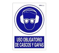 EberSign | Señal de Obligación Uso Obligatorio de Cascos y Gafas (A3)