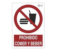 EberSign | Señal de Prohibición "Prohibido Comer y Beber" Normativa ISO (A4)