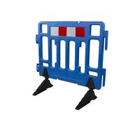 EberSign | Valla de Seguridad Enlazable, Barrera de Plástico, Barricadaa para Obra Peatonal Medidas 2000x1020x50mm (1100x1020x50mm, Azul)