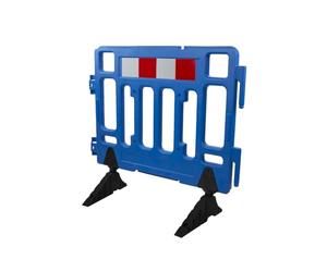 EberSign | Valla de Seguridad Enlazable, Barrera de Plástico, Barricadaa para Obra Peatonal Medidas 2000x1020x50mm (1100x1020x50mm, Azul)