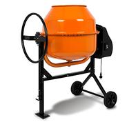 EBERTH 180L Hormigonera eléctrica móvil (motor mezclador de 650W, cilindro y caja de engranajes de hierro fundido, hormigonera, 230V, estructura de acero, manivela con bloqueo, 2 ruedas de goma)