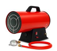 EBERTH Calentador de gas de 30 kW con ventilador, incluye manguera y reductor de presión, protección contra sobrecalentamiento, termostato integrado, encendido piezoeléctrico de 230 V, 650 m³/h