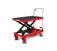 EBERTH Carro elevador hidráulico de tijera, carga de 150 kg (acero, ruedas robustas y silenciosas, mesa 708 x 450 mm, altura de elevación 225 - 700 mm, freno, pedal elevador, mango avellanado,