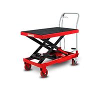 EBERTH Carro elevador hidráulico de tijera de 300 kg (acero, ruedas robustas y silenciosas, mesa 820 x 520 mm, altura de elevación 270 - 800 mm, freno, pedal elevador, mango avellanado,